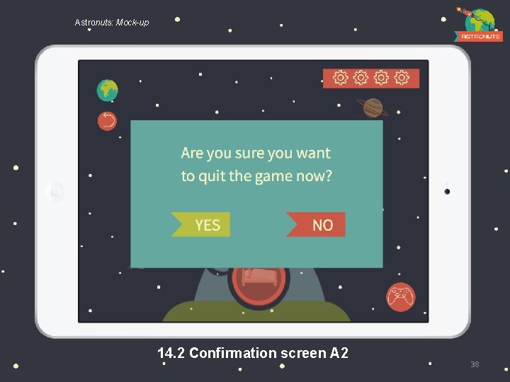 Astronuts: Mock-up 14. 2 Confirmation screen A 2 38 