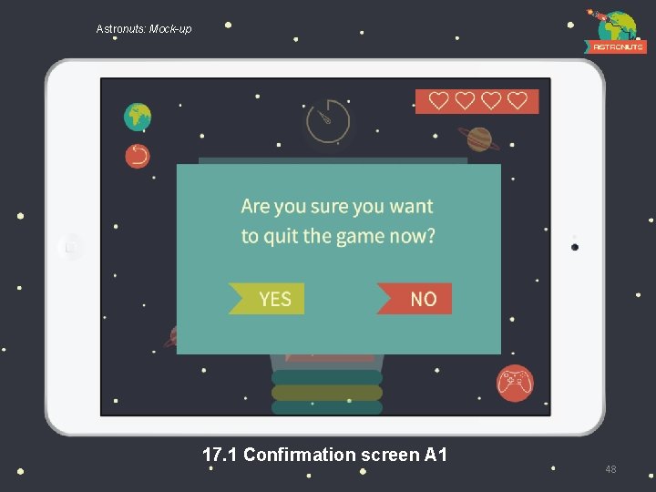 Astronuts: Mock-up 17. 1 Confirmation screen A 1 48 