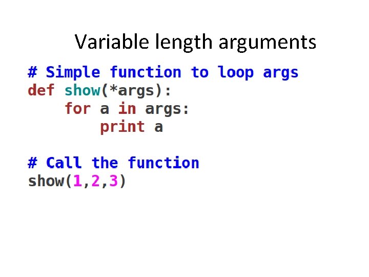 Variable length arguments 