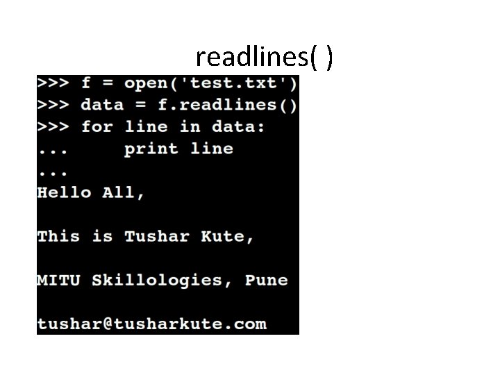 readlines( ) 