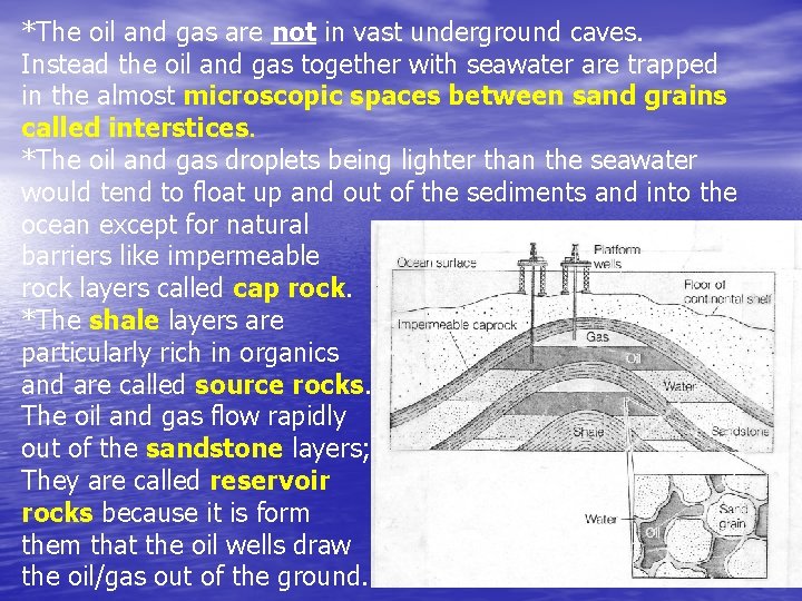 *The oil and gas are not in vast underground caves. Instead the oil and