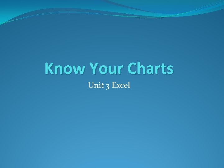 Know Your Charts Unit 3 Excel 