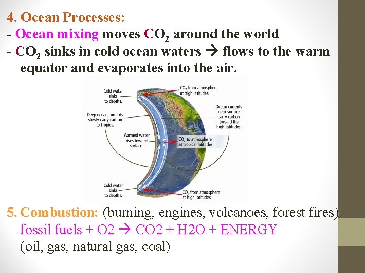 4. Ocean Processes: - Ocean mixing moves CO 2 around the world - CO