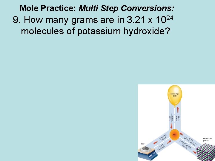 Mole Practice: Multi Step Conversions: 9. How many grams are in 3. 21 x