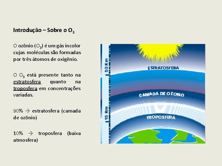 Introdução – Sobre o O 3 O ozônio (O 3) é um gás incolor