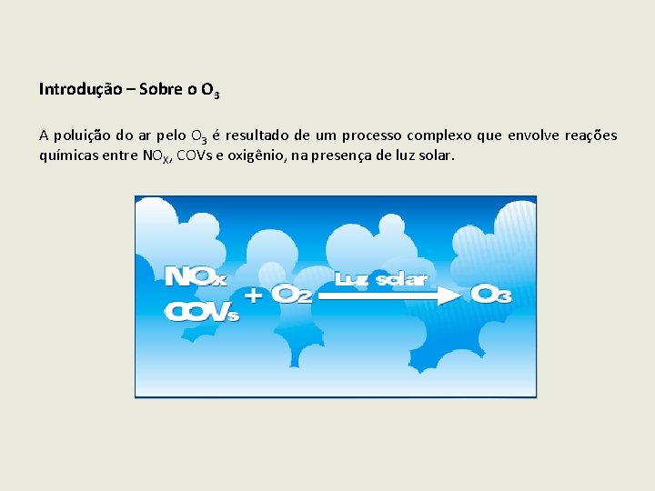 Introdução – Sobre o O 3 A poluição do ar pelo O 3 é