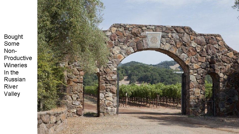 Bought Some Non. Productive Wineries In the Russian River Valley 