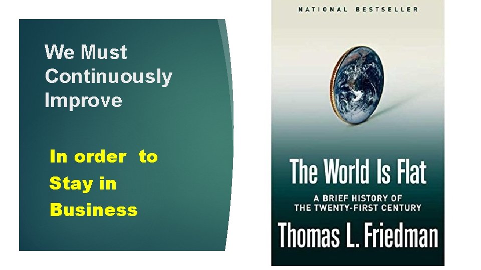 We Must Continuously Improve In order to Stay in Business 