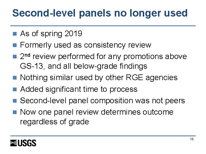 Second-level panels no longer used n n n n As of spring 2019 Formerly