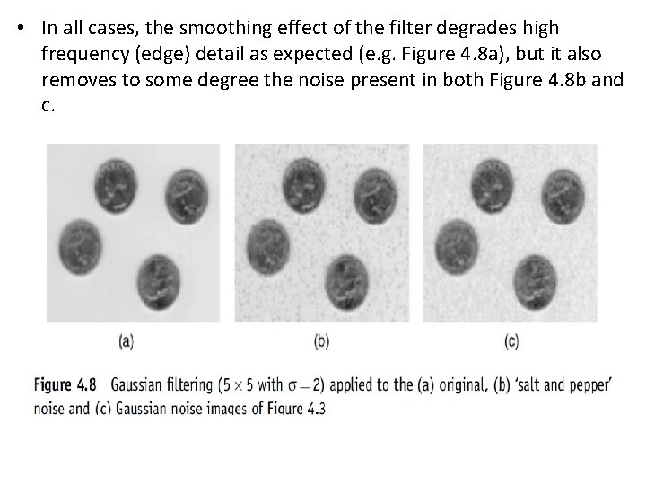  • In all cases, the smoothing effect of the filter degrades high frequency