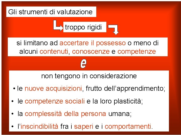 Gli strumenti di valutazione troppo rigidi si limitano ad accertare il possesso o meno