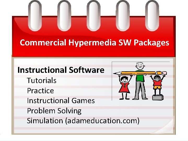 Commercial Hypermedia SW Packages Instructional Software Tutorials Practice Instructional Games Problem Solving Simulation (adameducation.