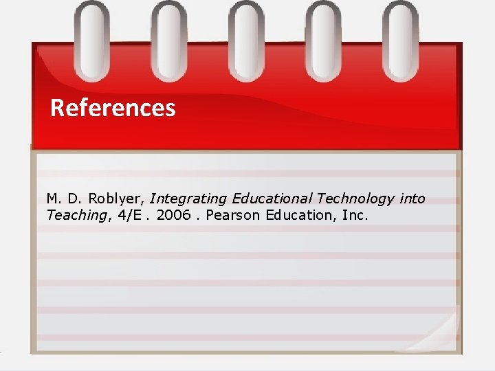 References M. D. Roblyer, Integrating Educational Technology into Teaching, 4/E. 2006. Pearson Education, Inc.