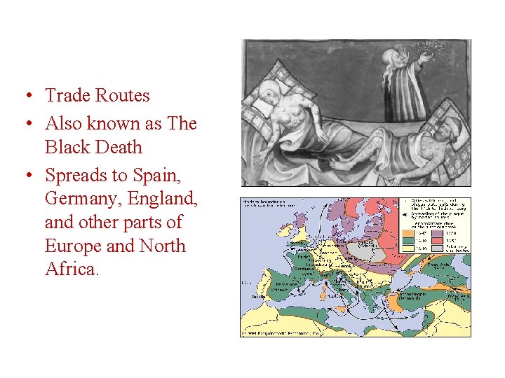  • Trade Routes • Also known as The Black Death • Spreads to