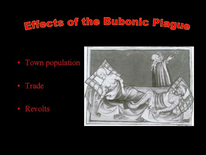  • Town population • Trade • Revolts 
