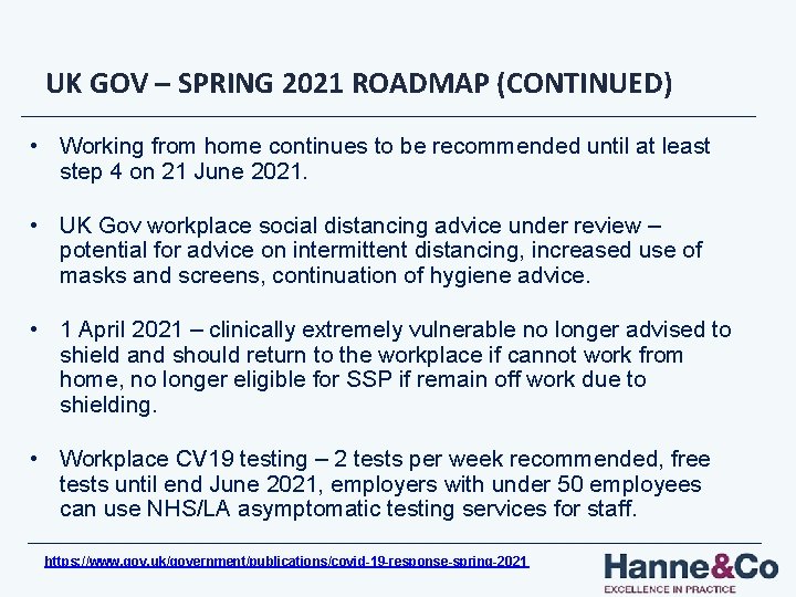 UK GOV – SPRING 2021 ROADMAP (CONTINUED) • Working from home continues to be