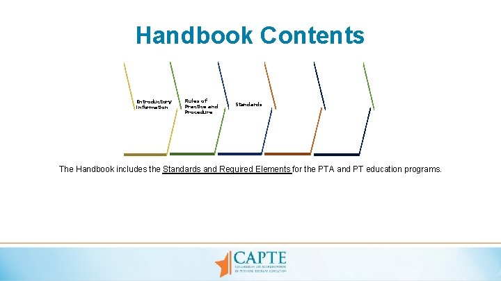 Handbook Contents Introductory information Rules of Practice and Procedure Standards The Handbook includes the