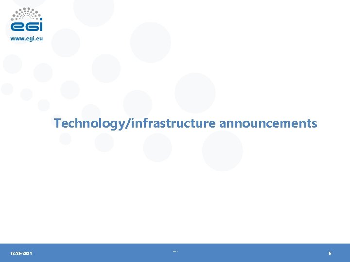 Technology/infrastructure announcements 12/25/2021 . . 5 