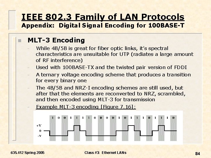 IEEE 802. 3 Family of LAN Protocols Appendix: Digital Signal Encoding for 100 BASE-T