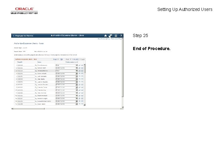 Setting Up Authorized Users Step 25 End of Procedure. 