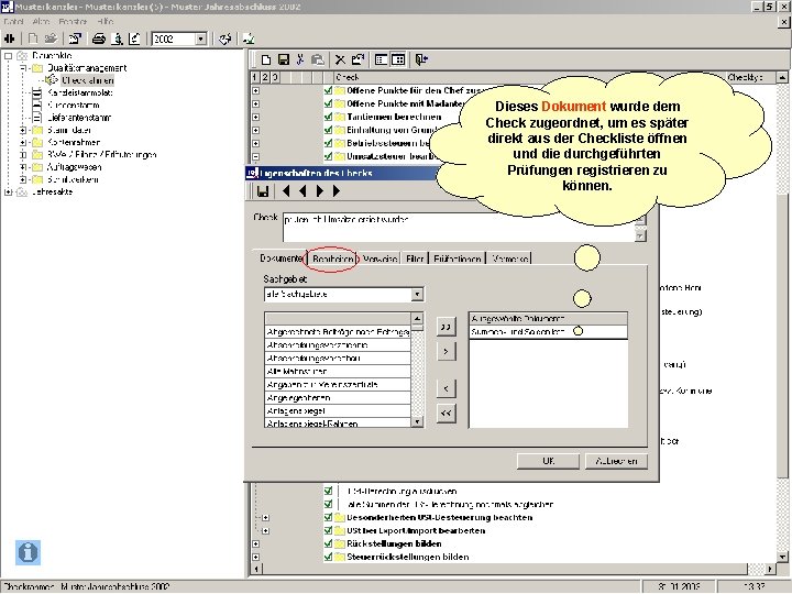 Dieses Dokument wurde dem Check zugeordnet, um es später direkt aus der Checkliste öffnen