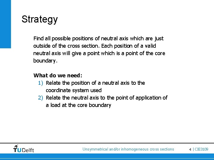 Strategy Find all possible positions of neutral axis which are just outside of the