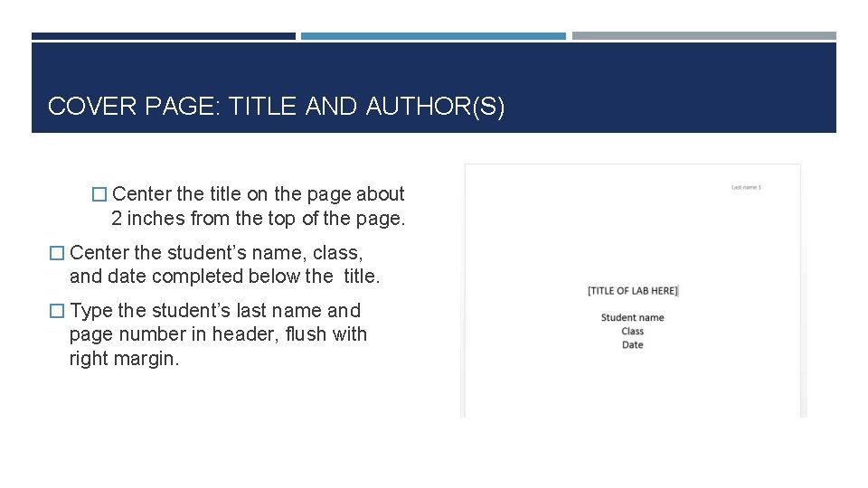 COVER PAGE: TITLE AND AUTHOR(S) � Center the title on the page about 2