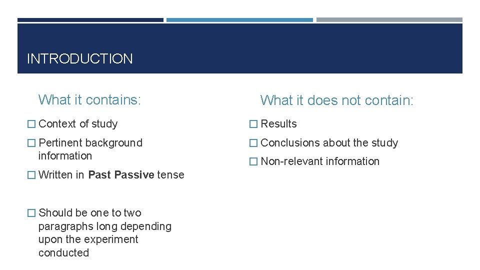 INTRODUCTION What it contains: What it does not contain: � Context of study �