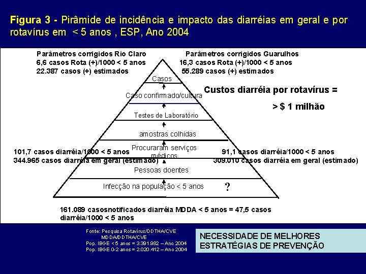 Figura 3 - Pirâmide de incidência e impacto das diarréias em geral e por