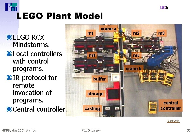 UCb LEGO Plant Model z LEGO RCX Mindstorms. z Local controllers with control programs.