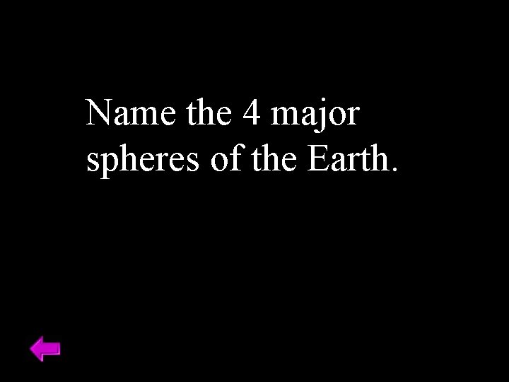 Name the 4 major spheres of the Earth. 