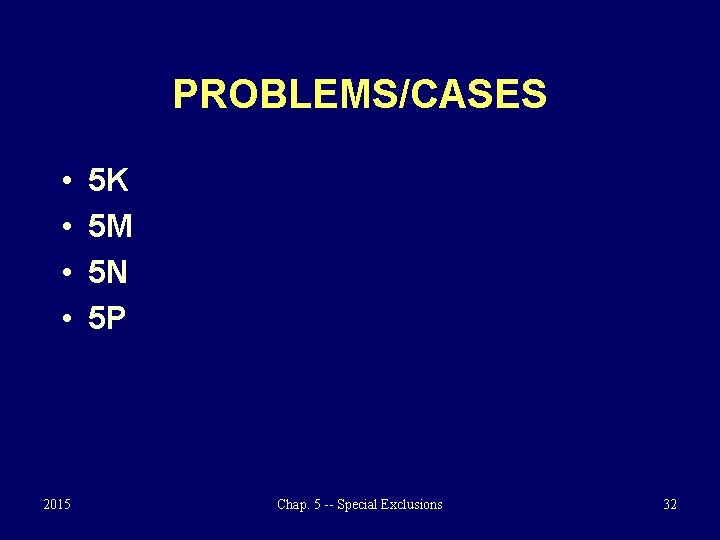 PROBLEMS/CASES • • 2015 5 K 5 M 5 N 5 P Chap. 5