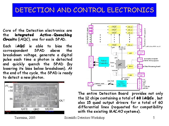 DETECTION AND CONTROL ELECTRONICS Core of the Detection electronics are the integrated Active-Quenching Circuits