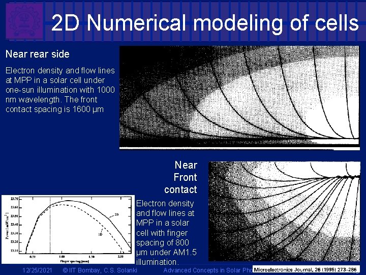 2 D Numerical modeling of cells Near rear side Electron density and flow lines