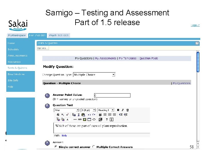 Samigo – Testing and Assessment Part of 1. 5 release 58 