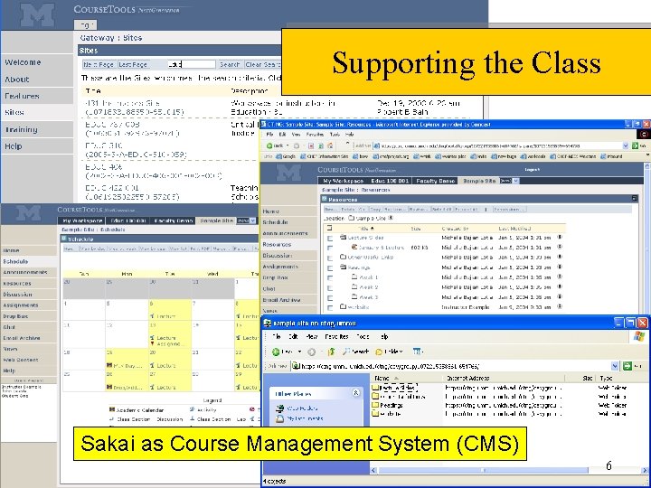 Supporting the Class Sakai as Course Management System (CMS) 6 