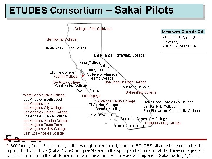 ETUDES Consortium – Sakai Pilots College of the Siskiyous Members Outside CA • Stephen