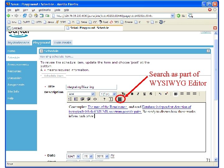 Search as part of WYSIWYG Editor 71 
