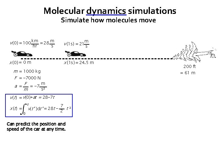 Molecular dynamics simulations Simulate how molecules move v (0) = 100 km = 28