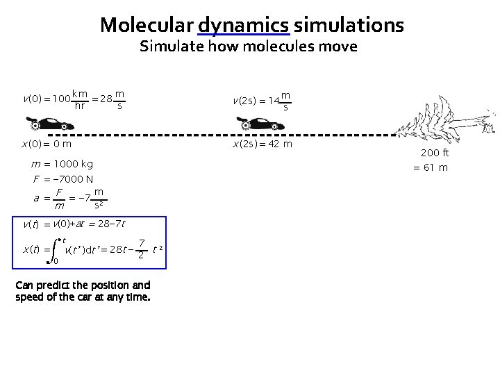 Molecular dynamics simulations Simulate how molecules move v (0) = 100 km = 28