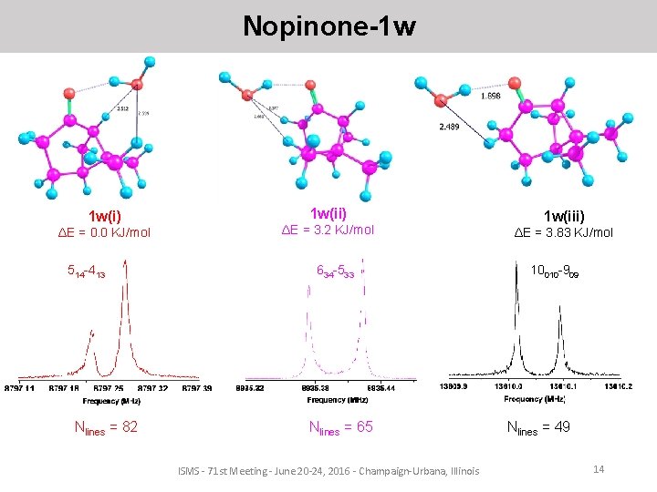Nopinone-1 w 1 w(i) ΔE = 0. 0 KJ/mol 514 -413 Nlines = 82