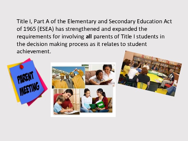 Title I, Part A of the Elementary and Secondary Education Act of 1965 (ESEA)