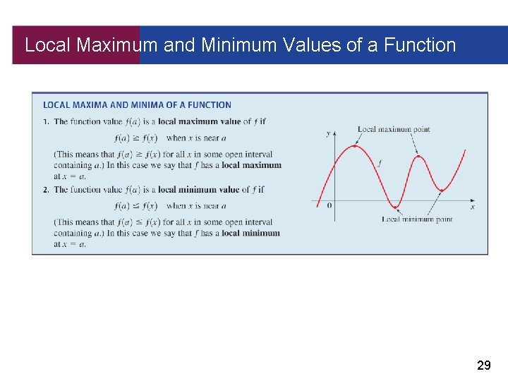 Local Maximum and Minimum Values of a Function 29 