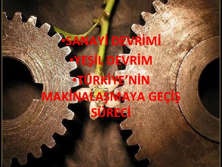  • SANAYİ DEVRİMİ • YEŞİL DEVRİM • TÜRKİYE’NİN MAKİNALAŞMAYA GEÇİŞ SÜRECİ 