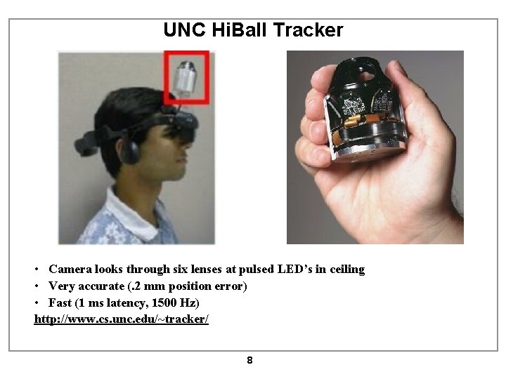 UNC Hi. Ball Tracker • Camera looks through six lenses at pulsed LED’s in