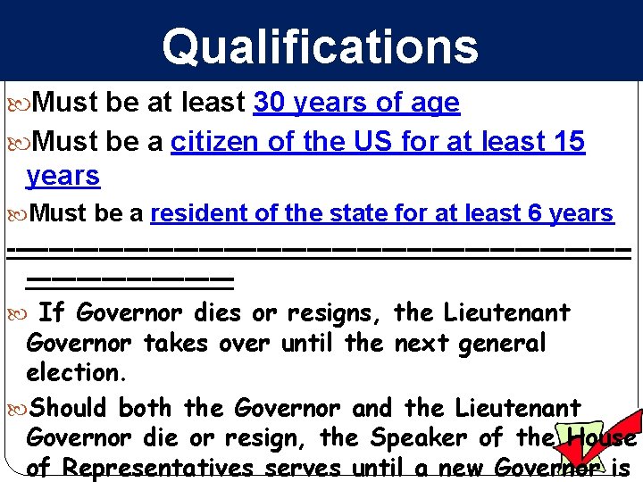 Qualifications Must be at least 30 years of age Must be a citizen of