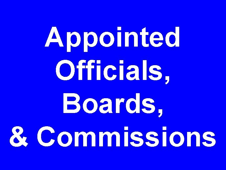 Appointed Officials, Boards, & Commissions 