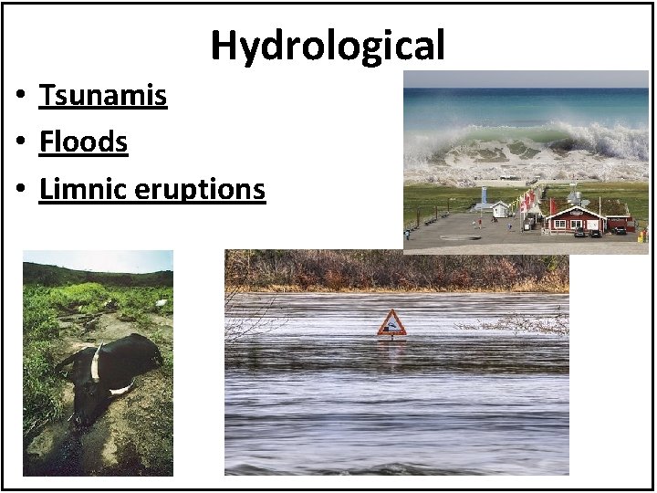 Hydrological • Tsunamis • Floods • Limnic eruptions 