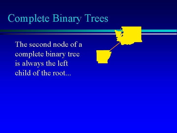 Complete Binary Trees The second node of a complete binary tree is always the