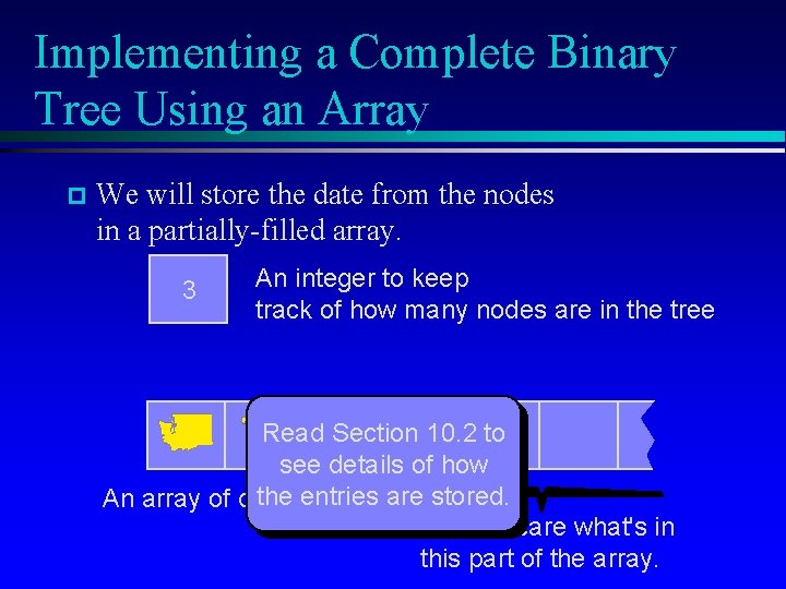 Implementing a Complete Binary Tree Using an Array p We will store the date